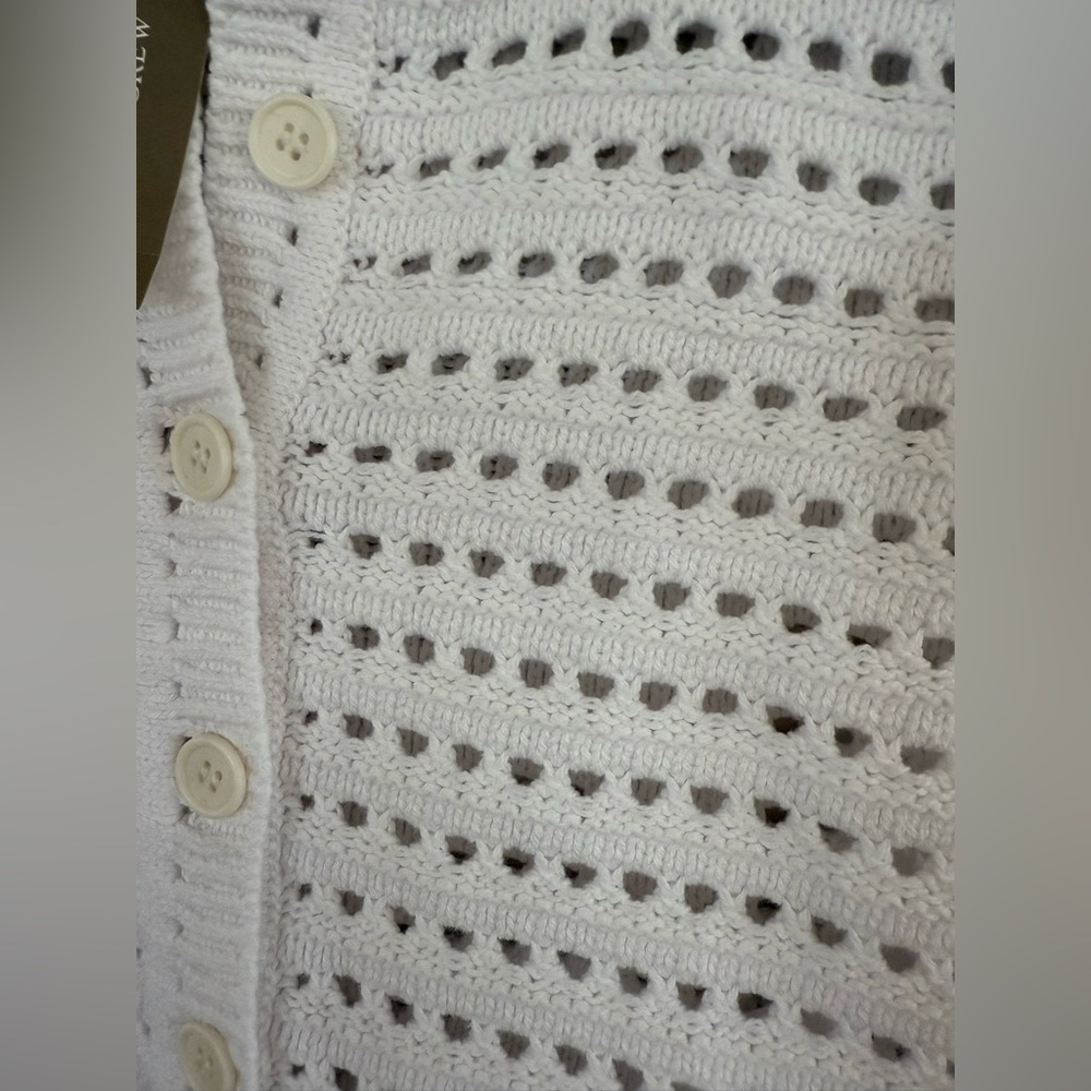 JCREW *NWT* Open Weave Short Sleeve Cardigan White XXS - Picture 5 of 7